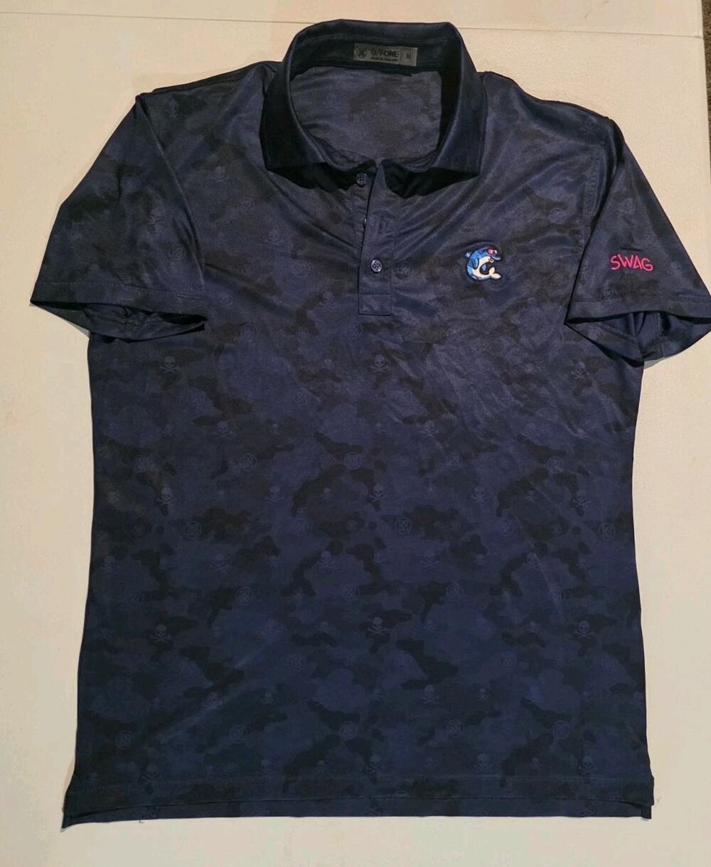 G/FORE x SWAG Golf Polo Mens M Navy Camo Dolphin Embroidered